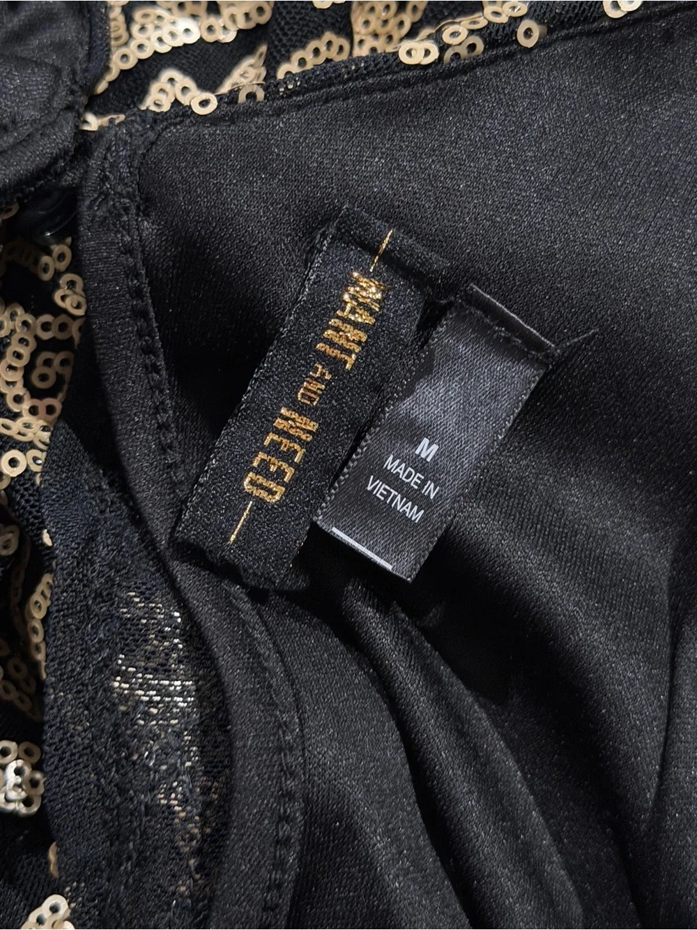 Black & Gold Sequined V-Neck Romper